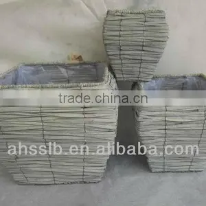 2014 Grey Woven Willow Garden Decoration Flowerpots thumbnail-2