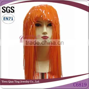 Cheap Long Tinsel Halloween or Stage Props Orange Party Tinsel Wig thumbnail-1