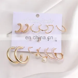 Set Earrings Retro Silver Jewelry Hand-Tasseled Round Geometric Alloy Gemstone Rhinestone Female Earrings thumbnail-2