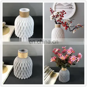 Modern Flower Vase Imitation Ceramic Flower Pot Decoration Home Plastic Vase Flower Arrangement Nordic Style Home Decoration thumbnail-2
