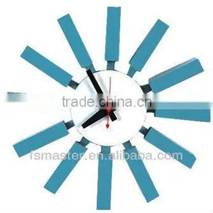 Popularoriginal Quality Design Blue Wood Block Wall Clock thumbnail-1