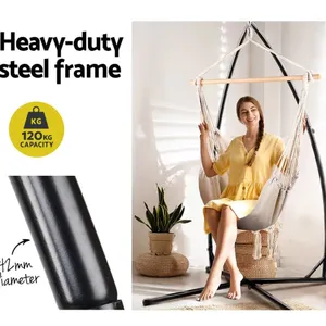 Black Color Strong and Durable Single Hanging Swing Chair With Stand thumbnail-4