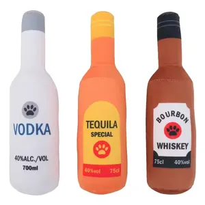 Wholesale Custom Plush Wine Bottle Dog Chew Toy Plush Whisky Bottle Pet Squeaky Toy Plush Dog Chew Toy thumbnail-1