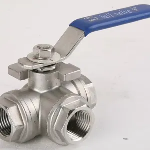 Stainless Steel 304 316 Three-way BSP NPT Female Threaded Ball Valve T Type/ L Type 1000WOG thumbnail-3