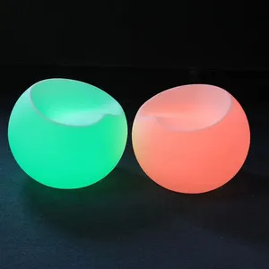 Round High Top LED Cocktail Table Rainbow Gradient Color Glowing Bar Table Lightweight Illuminated Tall Furniture for Gathering thumbnail-2