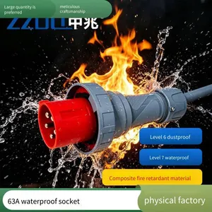 Aviation Industry 3-pin Plugs and Sockets for Outdoor Use, Ip67 Rated, Fireproof and Flame-retardant, Cqc Certified by Zhongzhao Electrical Appliances thumbnail-3
