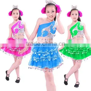 Supply Beautiful Show Girls Dance Costume Kids Modern Dance Arabic Mongolian Dance Sequin Costume thumbnail-1