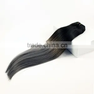 High Quality Two Tone Ombre Hair Silk Straight Clip in Remy Human Hair 14" 16" 18" 20" 22" 26" 28"" Supplier thumbnail-3