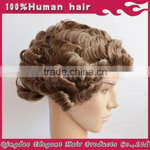 Grade 8a Virgin Brazilian Hair Wavy Brown Hair Full Lace Men Human Hair Wig With pu Around thumbnail-1