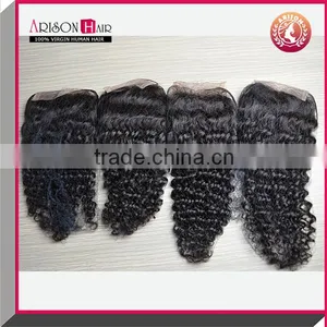 7a Grade Brazilian Hair Wholesale Kinky Curl Hair Lace Closure With 4*4 Bleached Knots thumbnail-6