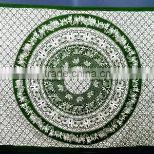 Round Circle Peacock Printed Jaipur Indian Mandala Cotton Bed Sheets thumbnail-4