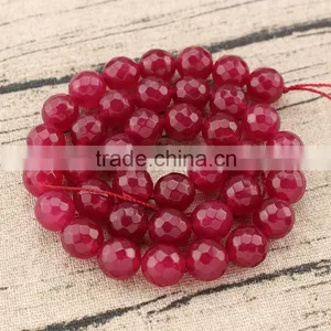 MJ3178 Hot Sale Ruby Colour Jade Round Beads,Ruby Red Round Stone Beads thumbnail-1