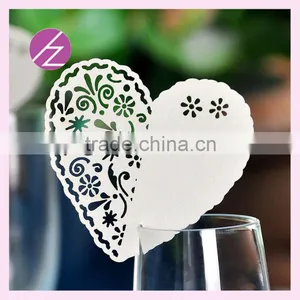 Paper Craft Wine Glass Place Card for Christmas Cheap Escort Place Card on Wine Glass Hear Shape Design JK-80 thumbnail-1