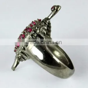 Tortoise Ruby & Diamond 925 Sterling Silver Jewelry, Handmade Silver Jewellery, Silver Jewellery India thumbnail-4