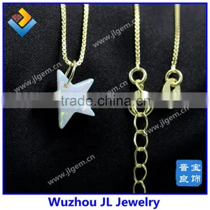Factory Price Hot Selling White Star Opal Pendant Necklace With S925 Silver 18K Gold Plated Chain thumbnail-2