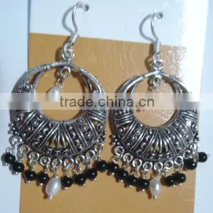 Black Onyx & Pearl Gemstone Earrings thumbnail-1