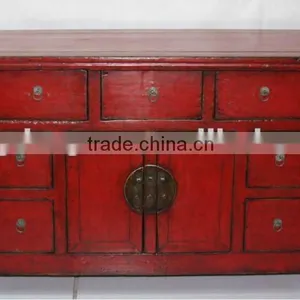 Chinese Antique Red TV Cabinet thumbnail-1