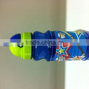 2016 Promotional New Design Dome Lid Custom PVC Figure Kids Bottle With Straw 350ml thumbnail-1