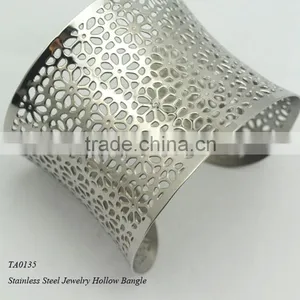 Fashion Hollow Out Heavy Cuff Bangles Cheap Stainless Steel Bracelet thumbnail-3