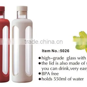 Practical Sweat-Proof Glass Water Bottle With Silicone Sleeve thumbnail-2