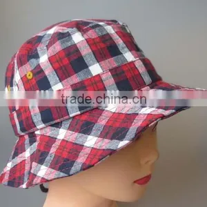 100% Cotton Check Pattern Bucket Hat,plaid Bucket Hat thumbnail-1