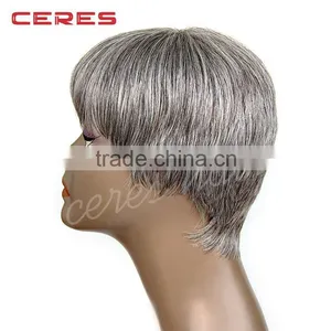 Top Fashion Factory Price 100% Human Hair Brazilian Remy Gray Hair Full Lace Wig Glueless Ombre Two Tone 1B T Gray Full Lace Wig thumbnail-3