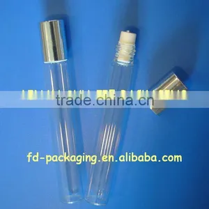 15ml Long Thin Slender Bottom Roller Ball Glass Bottle With Shiny Golden Aluminium Cap thumbnail-1