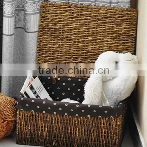 Eco-friendly Home Used Hotel Used Sundries Storage Hand Woven Baskets of Corn Husk With Cover thumbnail-5