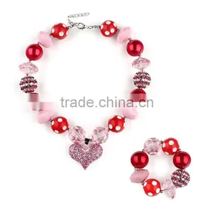 Fashion Children Coral Beads Necklace Jewelry Set Baby Girls Big Bow Styles African Beads Jewelry Sets thumbnail-1