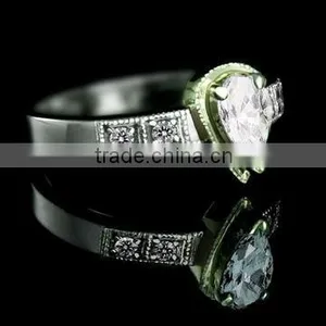 NATURAL LOOSE WHITE DIAMOND EXCELLENT QULAITY WHITE GOLD ENGAGEMENT RING thumbnail-1