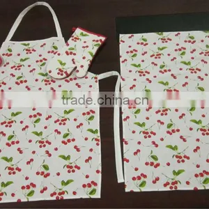 100% Cotton Canvas Cotton 4 Piece Apron Set Home Apron Gloves Kitchen Towel Heat Insulation Pad thumbnail-4
