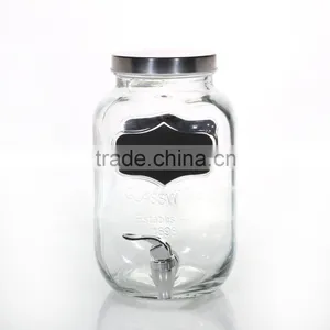 High Quality 4L Chalkboard Glass Drink Dispenser Wholesale Glass Beverage Dispenser thumbnail-1