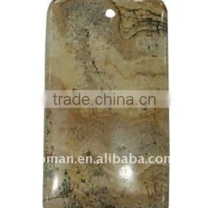 50x25mm Rectangle Picture Jasper Semi Precious Stone Pendants thumbnail-1