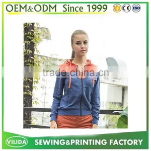 Factory Price 2016 High Quality Sport Winter Windproof Lady Full Zipper Blank Oversized Hoodie thumbnail-6