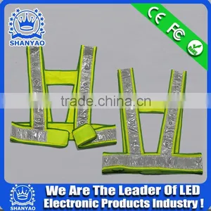 2016 Hot Selling LED Fluorescent Green Refletive Waistcoat For Road Safety At Night thumbnail-5