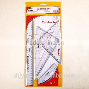 4 Pieces Plastic Ruler Set/geometric Ruler Set thumbnail-1