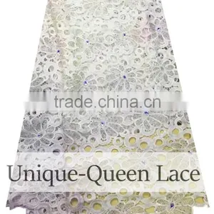 2016 High Quality Nigeria Guipure Lace Fabric With Stone/African Wedding Cotton Guipure Lace Fabric/guipure Fabric With Stone thumbnail-6