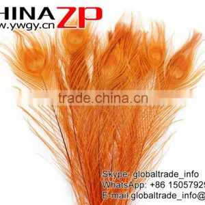ZPDECOR Crafts Factory Leading Supplier Wholesale Cheap Full Eye Dyed Gold Peacock Tail Feathers thumbnail-2