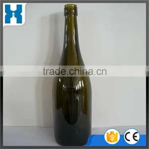 750ML EMPTY CHEAP FLINT GLASS WINE BOTTLE WITH CORK thumbnail-1