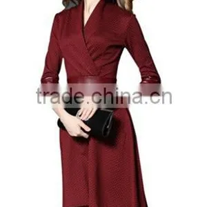 Women's Sexy V Neck Polka Dots Swing Cocktail Party Dress thumbnail-1
