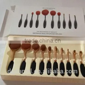 2016 Hot Sale Makeup Brushes 10 Pcs Toothbrush Style Makeup Brush Set Rose Gold Oval Cosmetic Makeup Set thumbnail-2
