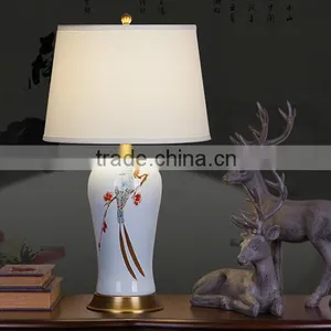 Printing Ceramic Body With Fabric Lampshade Modern Desk Lamp Bedroom Living Room Table Lamp thumbnail-1