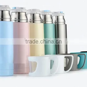 HOT SALE!!!!double Wall Stainless Steel Vacuum Flask With Glass Lid Cup thumbnail-2