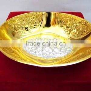 Promotional Gift, Corporate Gift, Beautiful Wedding Gift Gold Plated Brass Bowl Spoon Set thumbnail-4