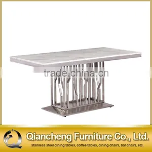 Modern Silver Stainless Steel Dining Table Dining Room Furniture thumbnail-1