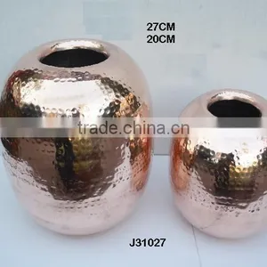 Copper Vase Jar Style With Mirror Polish and Hammered Patterns thumbnail-1