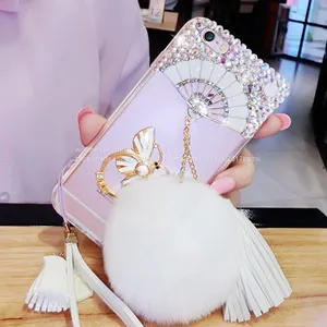 Soft Tpu Diamond Cell Phone Cover Case Silicone Mobile Phone Cases for IPhone7/7Plus/6/6s/6plus/6splus Fluffy Ball Shell thumbnail-5