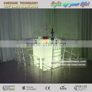 LED Flashing Dining Table Colour Changing Tempered Glass Table Lighted Square Dining Tables thumbnail-3