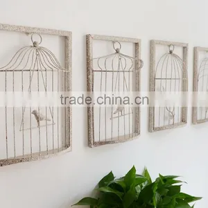 Home Wall Mounted 3D Metal Wire Hanging Decoration Bird Decorate Pictures thumbnail-1