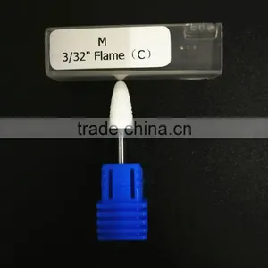 Ceramic Nail Drill Bit Burr 3/32" Shank Flame White Color thumbnail-3